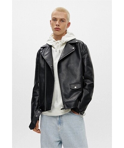 Pull&Bear siyah suni deri biker ceket