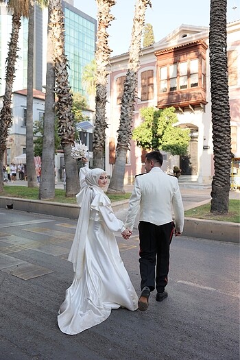 36 Beden beyaz Renk Nikah elbisesi