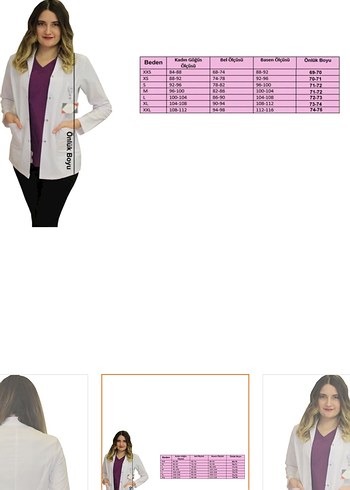 Diğer Klasik Yaka Kadın Beyaz, Hemşire, Doktor, Öğretmen Önlüğü
