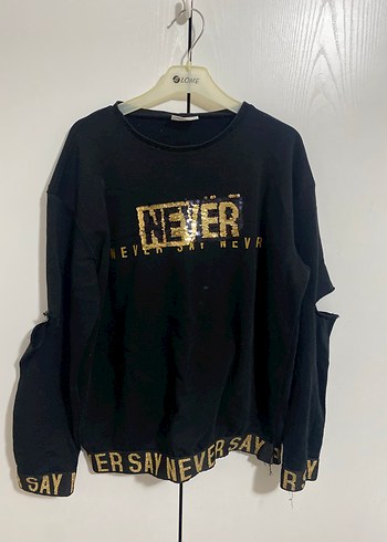 Siyah Uzun Kollu Street Style Sweatshirt