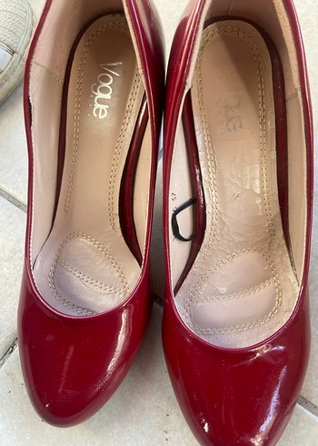 Kırmızı Parlak Tokalı Yüksek Topuklu Stiletto - Görsel 3