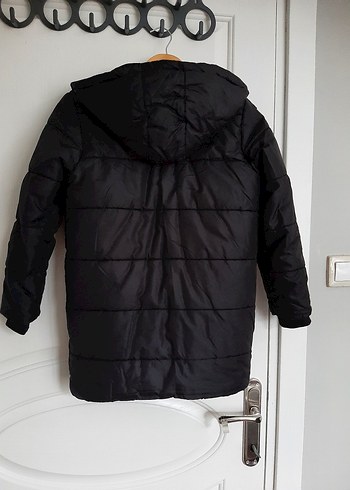 Kapüşonlu Siyah Erkek Çocuk Kaban - Görsel 6