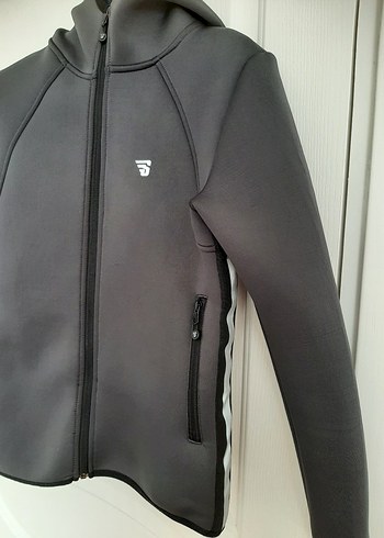 Fermuarlı Gri kadın Sweatshirt - Görsel 2