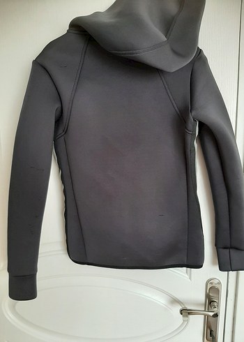 Fermuarlı Gri kadın Sweatshirt - Görsel 4