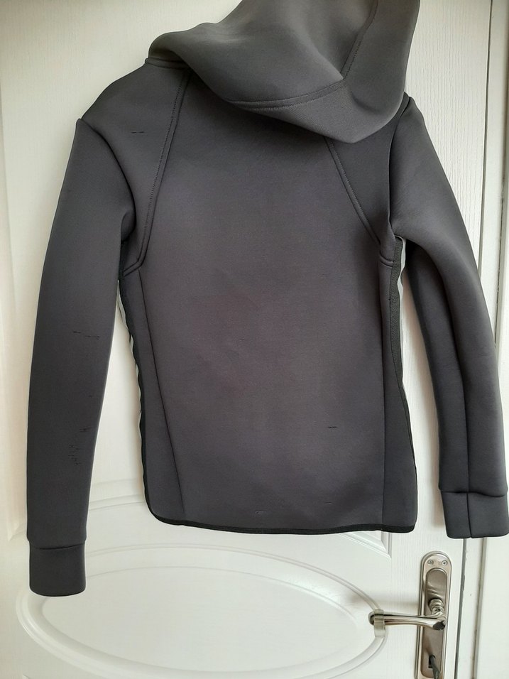 Fermuarlı Gri kadın Sweatshirt - Görsel 4