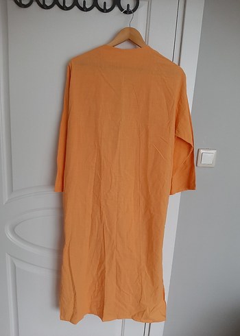 Turuncu Uzun Kadın Kimono - Görsel 5