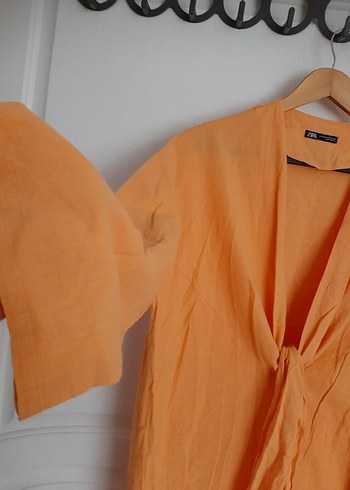 Turuncu Uzun Kadın Kimono - Görsel 2