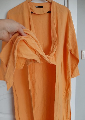 Turuncu Uzun Kadın Kimono - Görsel 7