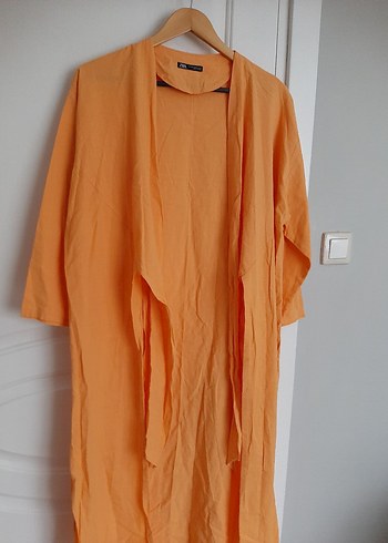 Turuncu Uzun Kadın Kimono - Görsel 6