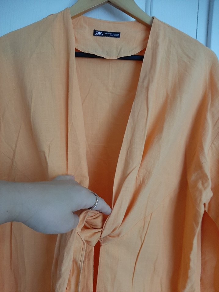 Turuncu Uzun Kadın Kimono - Görsel 3
