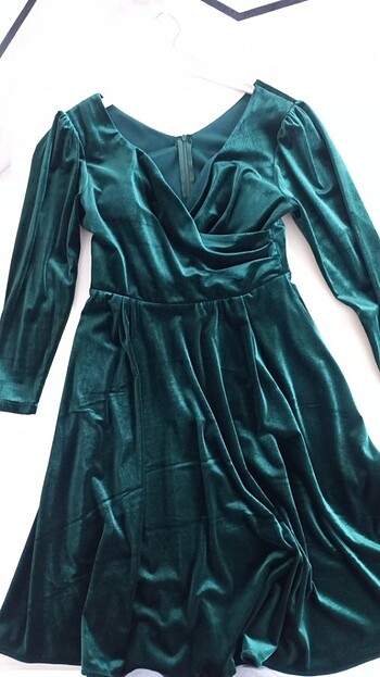 Abiye Zara zümrüt yeşili elbise 