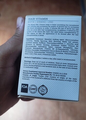 s Beden siyah Renk Mossi vitamin ve dermarol hediye