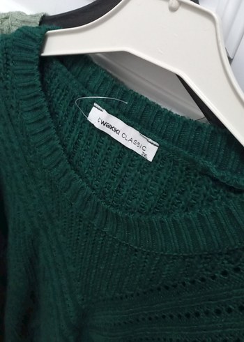 Kadın Yeşil Örgü Bohem Triko Kazak - Görsel 2