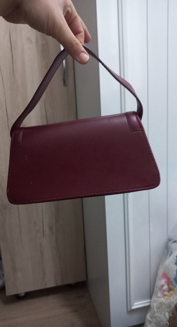 Bordo Deri Kadın Omuz Çantası - Görsel 2