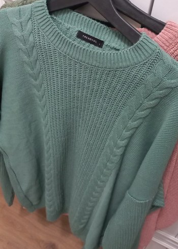 Yeşil Örgü Salaş Kadın Kazak - Görsel 3