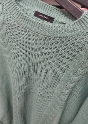 Yeşil Örgü Salaş Kadın Kazak - Görsel 2