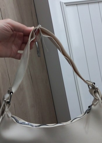 Beyaz Deri Kadın Omuz Çantası - Görsel 3