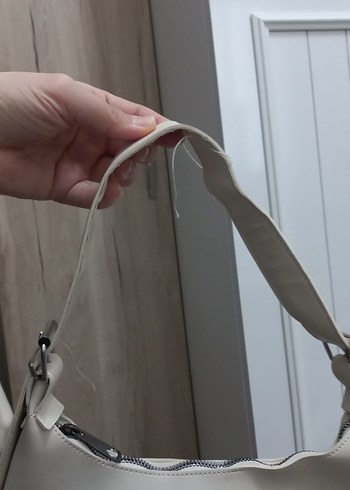 Beyaz Deri Kadın Omuz Çantası - Görsel 2