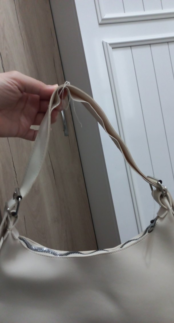 Beyaz Deri Kadın Omuz Çantası - Görsel 3