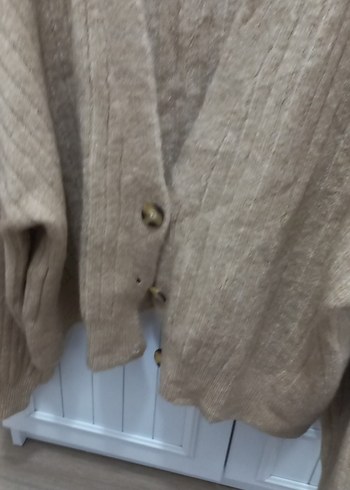 Bej Düğmeli Kadın Triko Hırka - Görsel 2