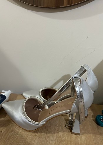 Topuklu Ayakkabı Gümüş Topuklu Ayakkabı - Görsel 3