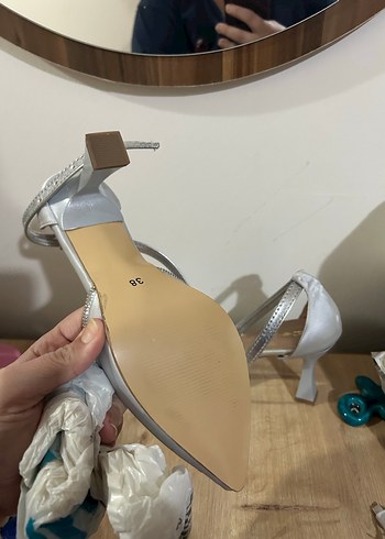 Topuklu Ayakkabı Gümüş Topuklu Ayakkabı - Görsel 4