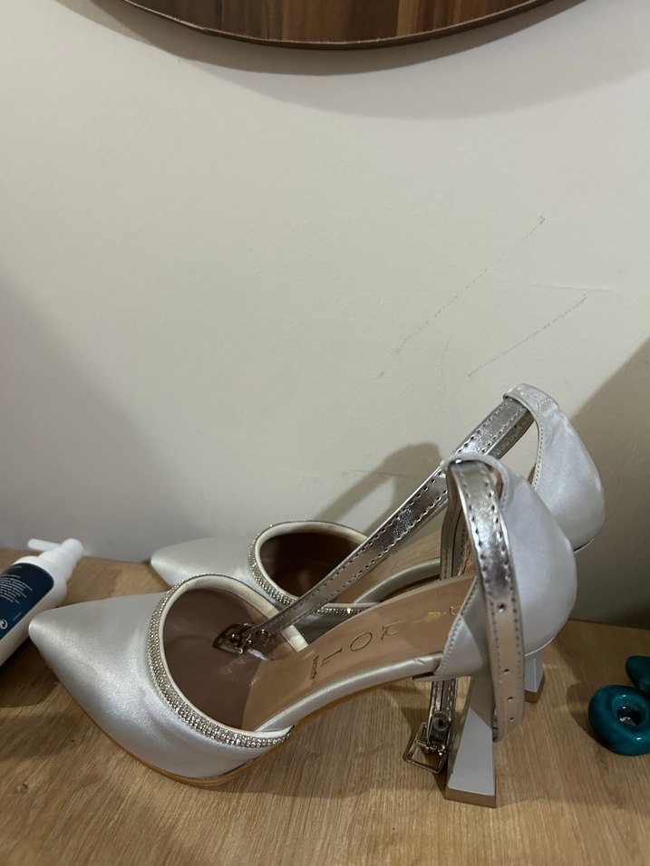 Topuklu Ayakkabı Gümüş Topuklu Ayakkabı - Görsel 3