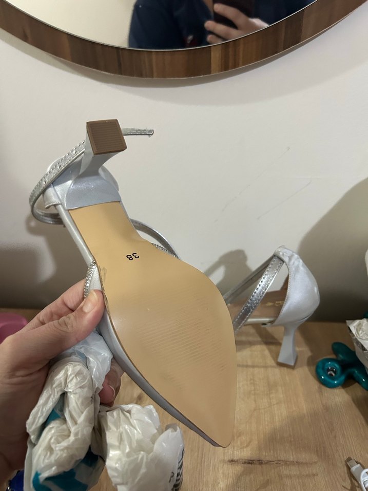 Topuklu Ayakkabı Gümüş Topuklu Ayakkabı - Görsel 4