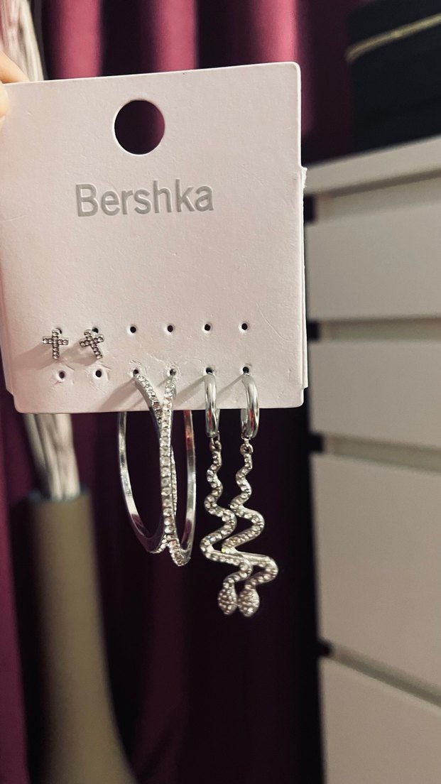 Gri Yılan Desenli Taşlı Midi Küpeler - Görsel 2