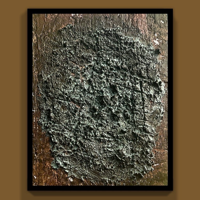 Koyu Kahverengi Dokulu Soyut Tablo - Görsel 2