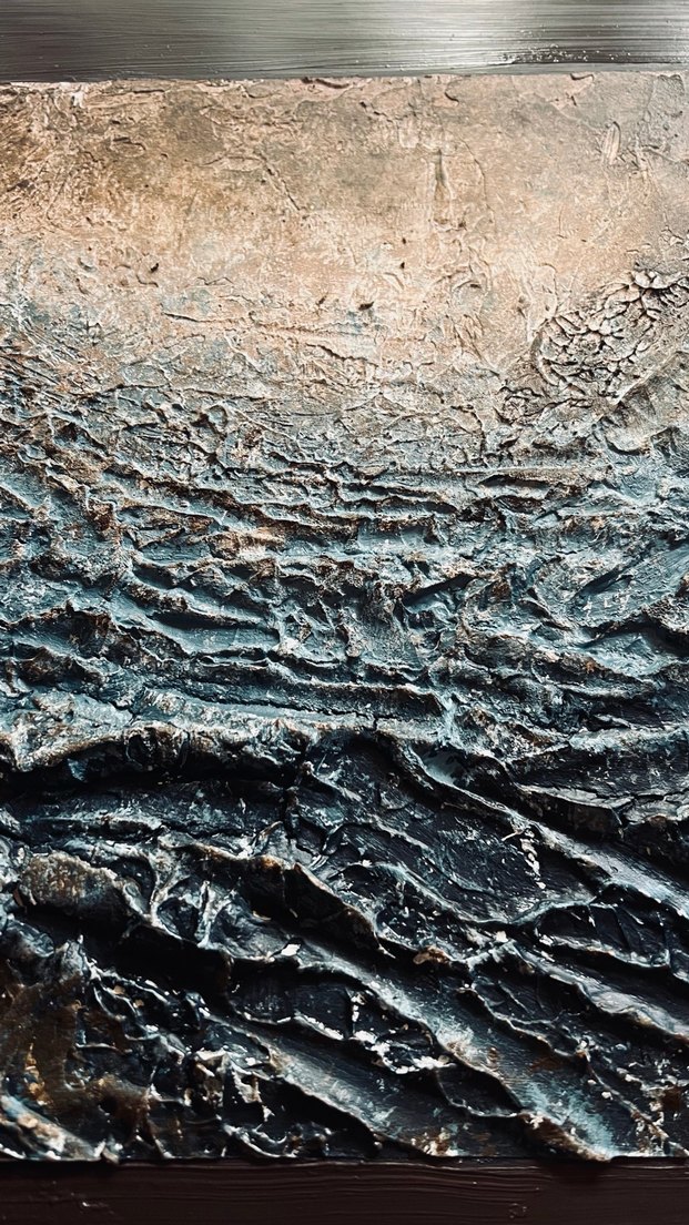 Koyu Mor Dokulu Soyut Tablo - Görsel 3