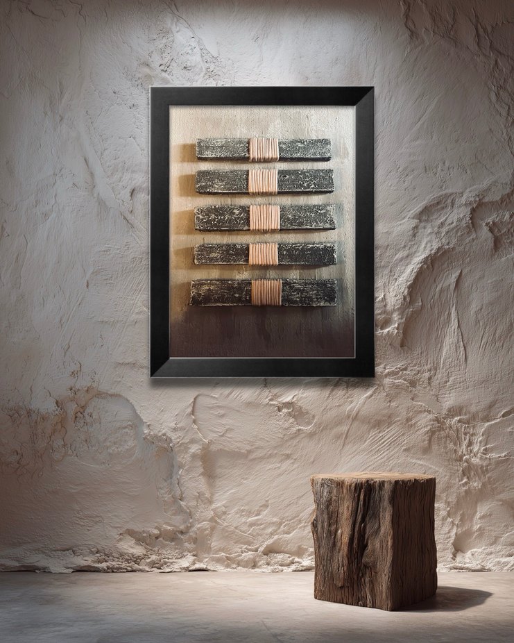 Gri Çerçeveli Soyut Duvar Dekoru - Görsel 2