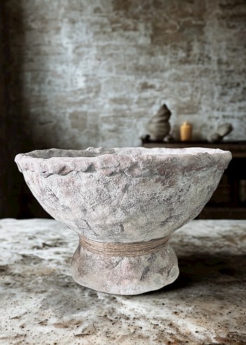 Bej Gri Dokulu Dekoratif Vazo - Görsel 3