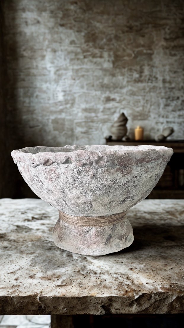 Bej Gri Dokulu Dekoratif Vazo - Görsel 3