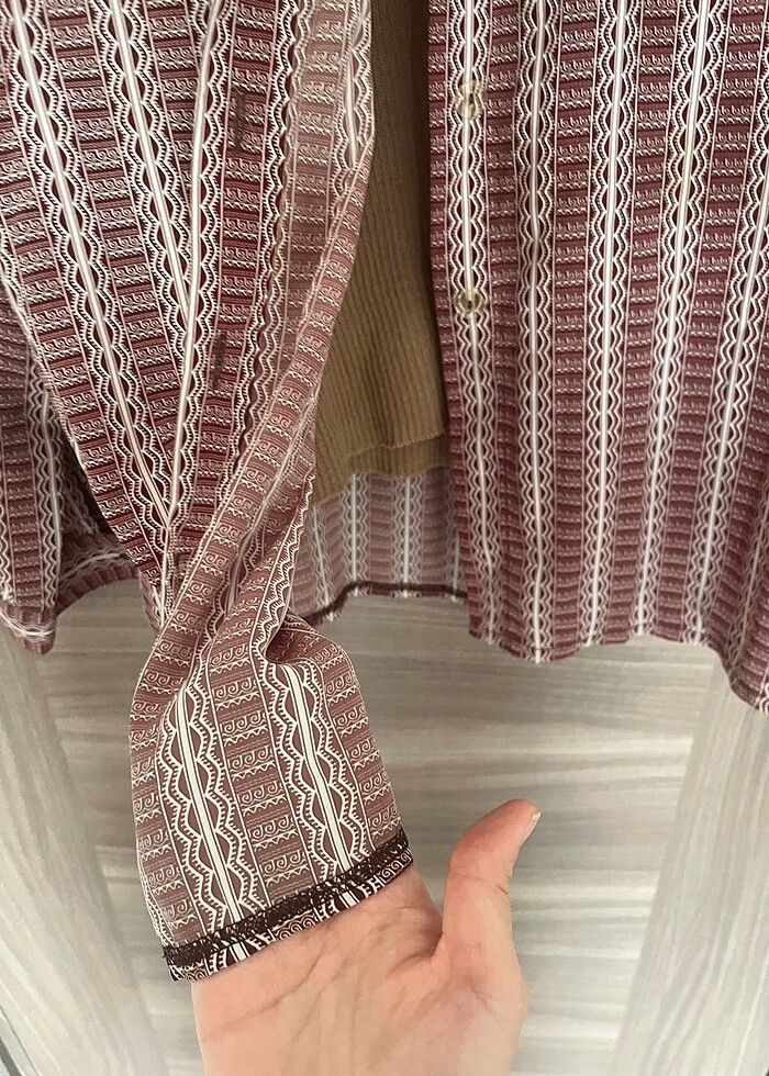 Vintage etnik desen vatkalı gömlek - Görsel 4