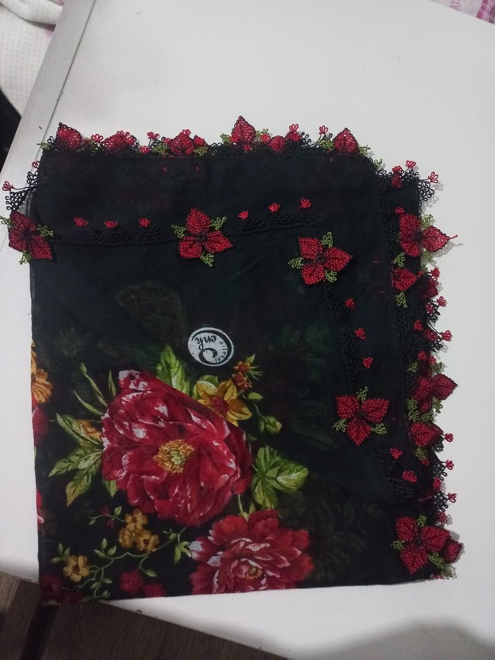 Bordo Dantel Detaylı Kadın yazma - Görsel 2