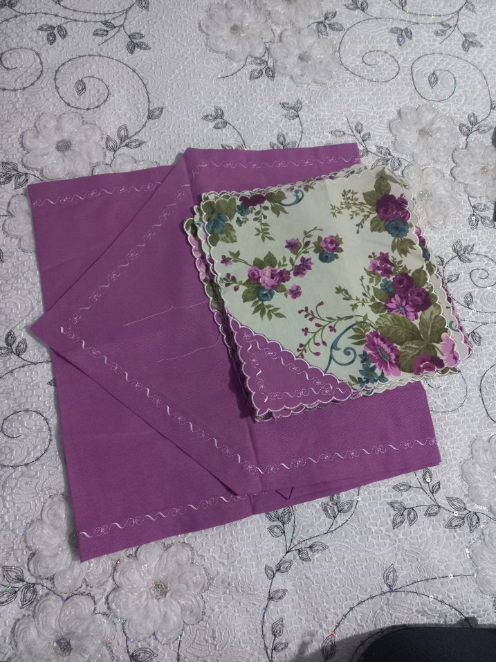 Dantel Detaylı Mor mutfak pecetesi - Görsel 2