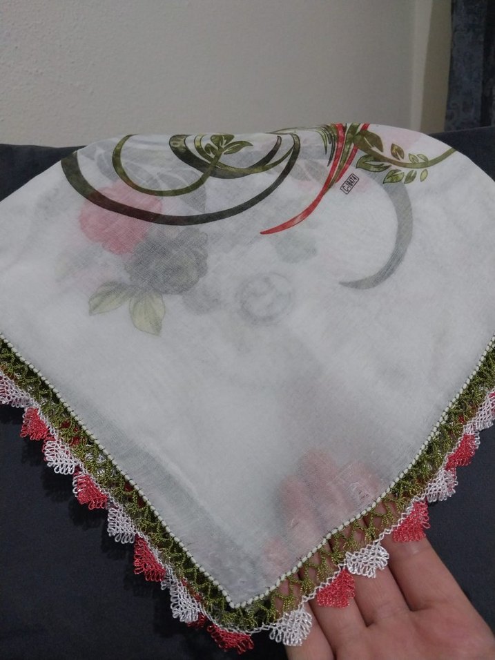 Dantel Detaylı Mavi Bohem Kadın yazma - Görsel 3