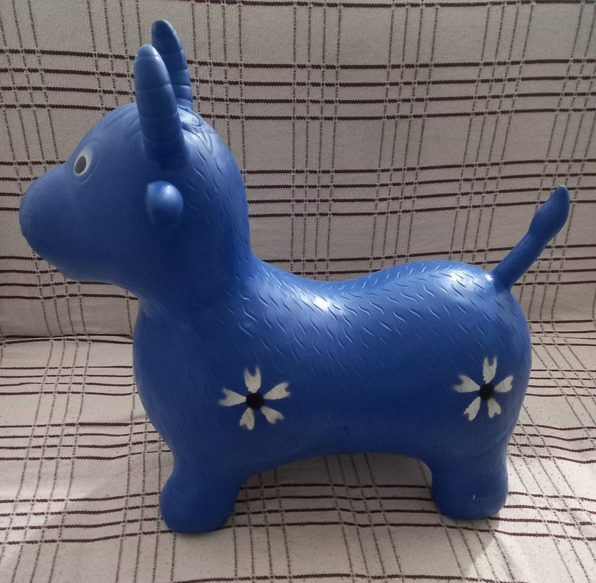 Mavi Şişme Oyuncak Hayvan inek - Görsel 2