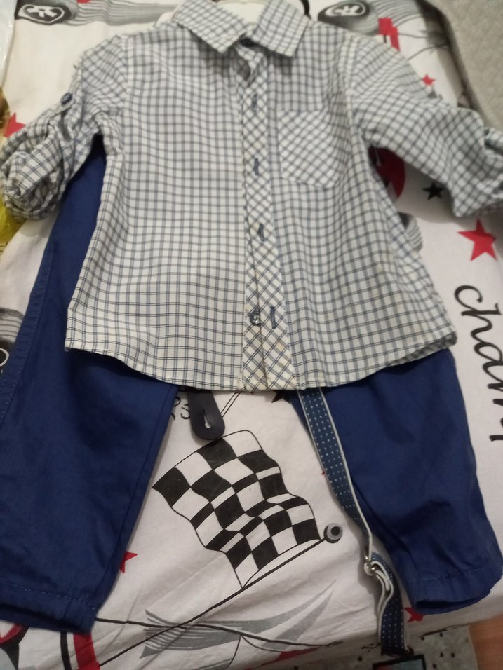 Düğmeli Gömlek lacivert pantolon papyon ve askı Bebek Erkk Takım - Görsel 2