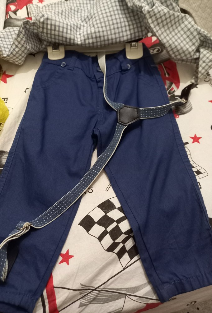 Düğmeli Gömlek lacivert pantolon papyon ve askı Bebek Erkk Takım - Görsel 3