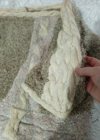 Bohem Tarz yarasa kol Bej Örgü Kazak. - Görsel 4