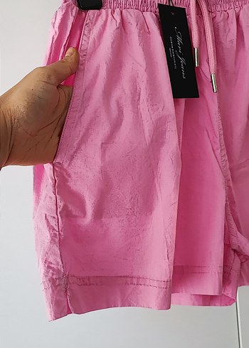 xs Beden pembe Renk Pembe Bel Detaylı Mini Şort
