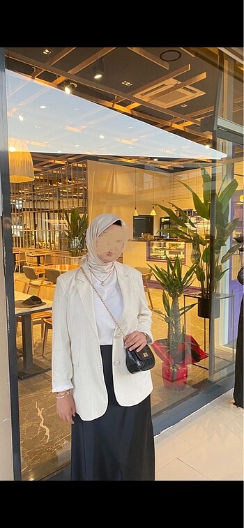 Kırık beyaz parıltılı blazer ceket - Görsel 2