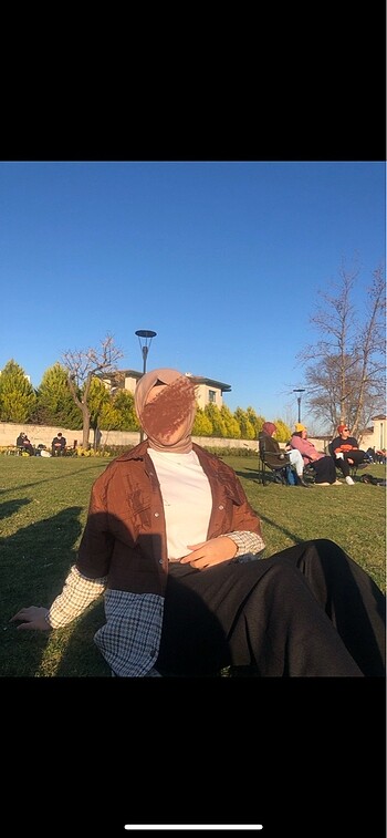 Kapitone ekose ceket - Görsel 2