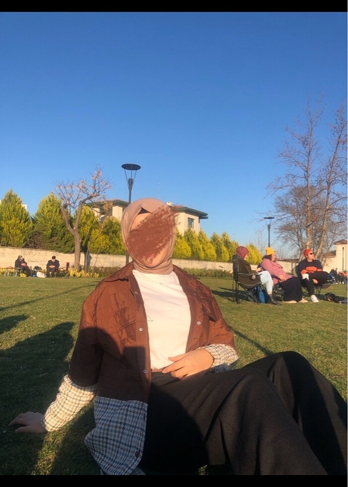 Kapitone ekose ceket - Görsel 2