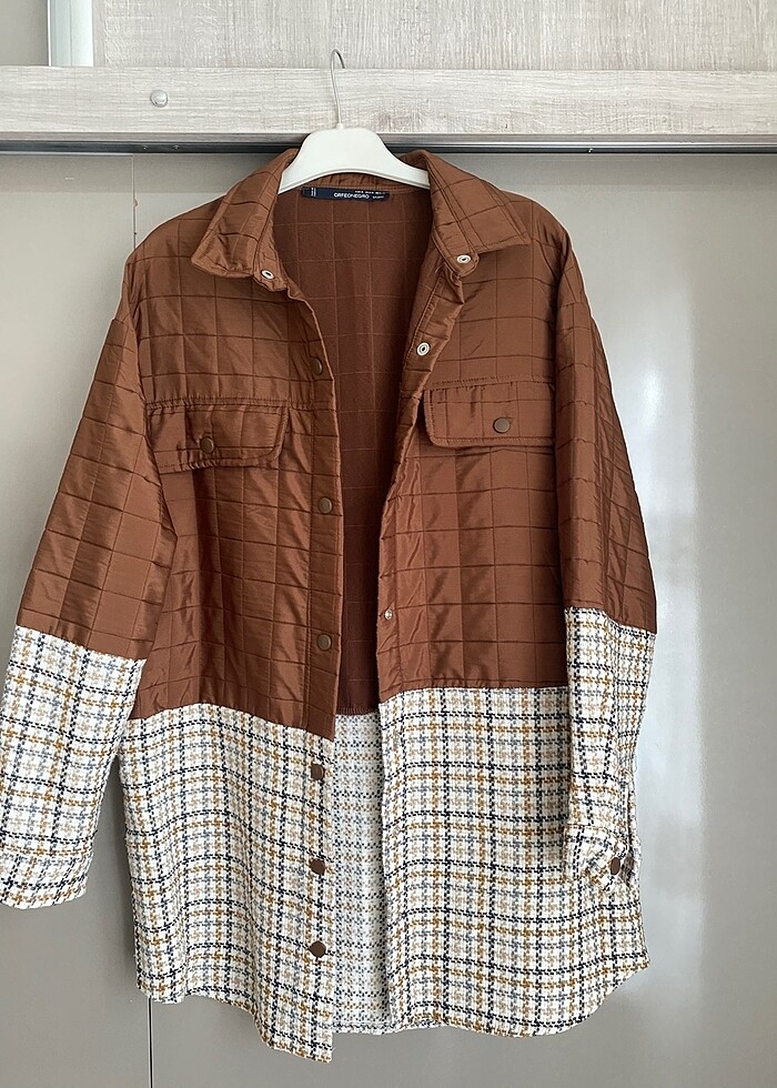 Kapitone ekose ceket - Görsel 3