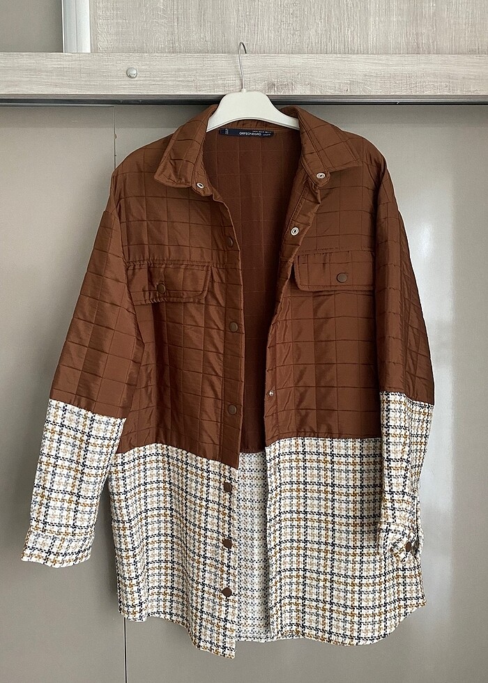 Kapitone ekose ceket - Görsel 4