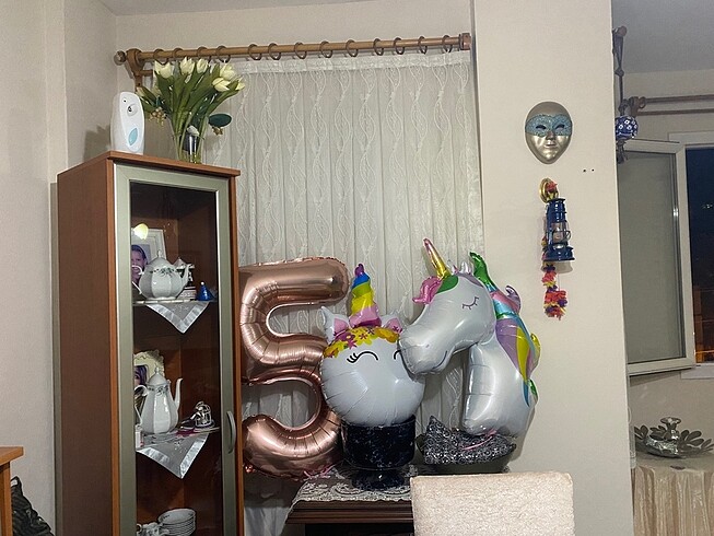 3 adet parti balon seti 5 yaş unicorn