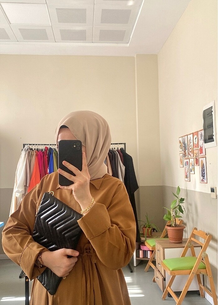 Hardal gömlek elbise - Görsel 2